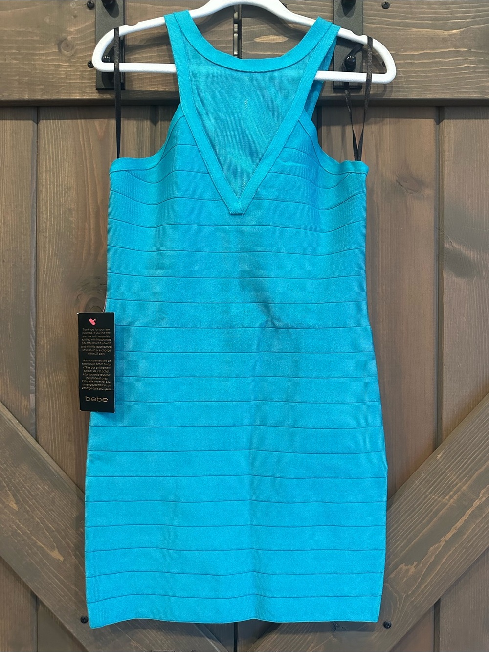 bebe Bright Turquoise Bandage Mini Dress